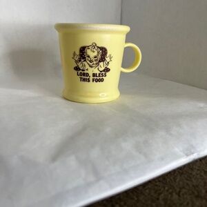 Retro 60’s Vintage Yellow Plastic Child’s Babies Toddlers Cup w/ Blessing
